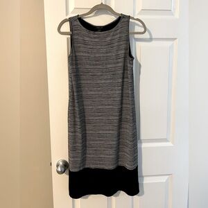 J. Jill Wearever Collection Black Ivory White Stripes Sleeveless Shift Dress XS